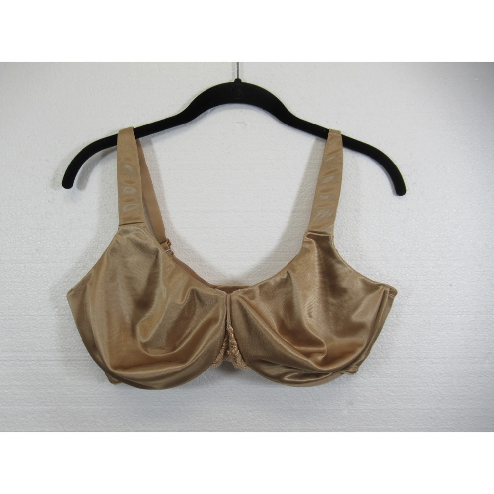 Soma Sensuous Sides Minimizer Bra 36DDD Beige Underwire Shiny Satin Unlined